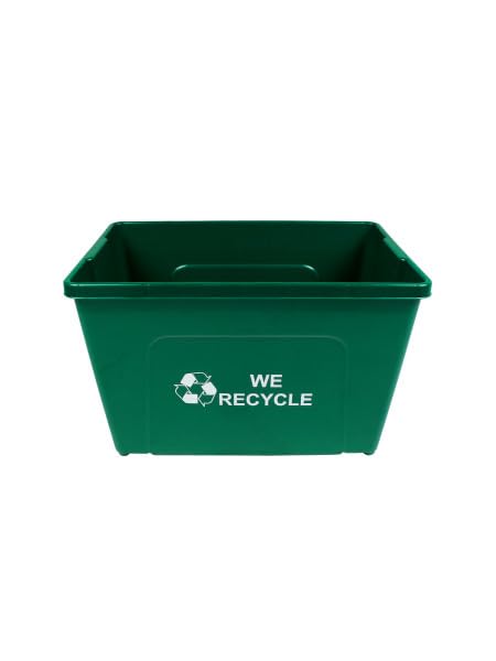 Curbside 18 Gallon Green Recycling Bin with Carrying Handles for Homes or Businesses | Easily Recongizable Bin for Curb - Two Bins - Green