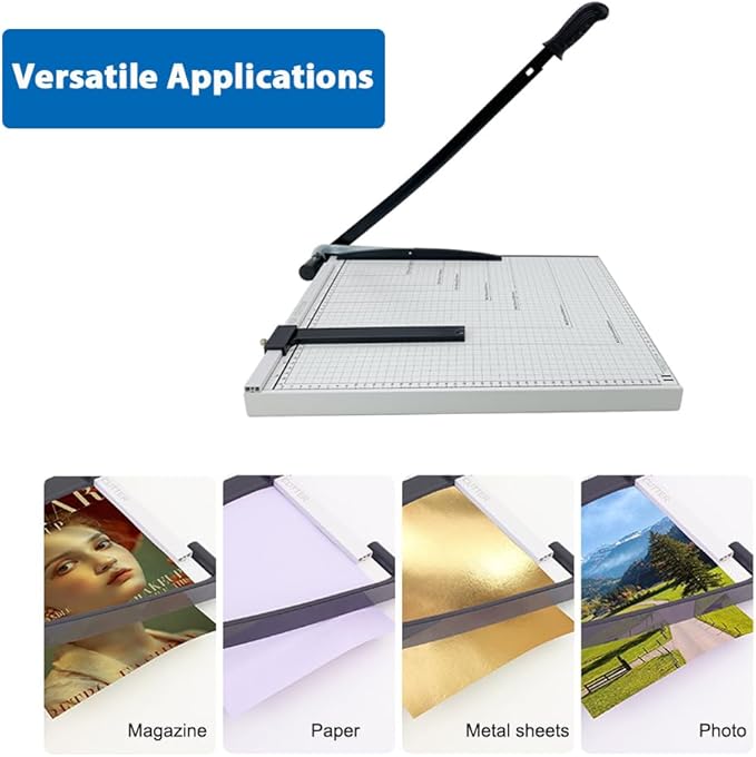 Paper Cutter,21" B3 Stack Paper Trimmer,Heavy Duty Metal Base Paper Slicer with Safety Guard and Blade Lock,Guard Rail Paper Press Tool,12-Sheet Capacity for Standard Cutting of Paper, Photos, Labels