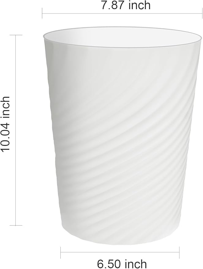 DAJITRE 1.8 Gallon Small Trash Can Wastebasket Recycling Bin Slim Profile for Compact Spaces Bathroom, Office, Bedroom, Kitchen (1.8 Gallon, White)