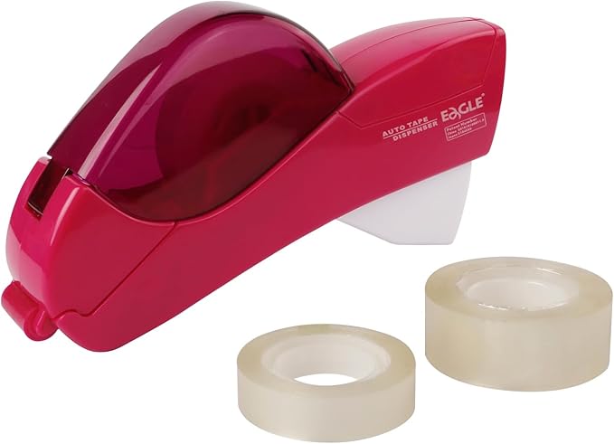 Eagle Automatic Tape Dispenser and Tape Gun. Free 1/2" (12mm) and 3/4" (19mm). Ideal for Taping Gifts, Packages, Scrapbooks and Envelopes (Pink)