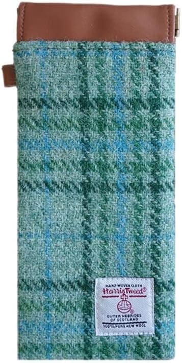 Harris Tweed Squeeze Leather Sunglasses Pouch Spring Storage Glasses Pouch Holder
