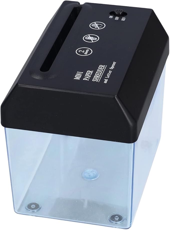 Paper Shredder, USB Rechargeable Office Shredder, Desktop Paper Cutter with Metal Knife for A6 Paper Mail Cross Cut Shredder with Jam Proof System for Home Office Desktop Use