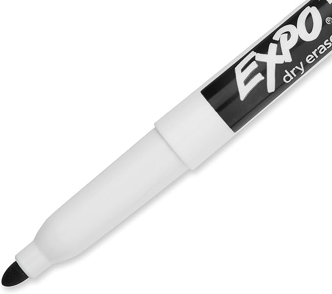 EXPO Dry Erase Markers, Low Odor Ink, Black, Fine Tip, 12 Count - Whiteboard, Calendar, Organization, Essential Supplies for Office, School, Classroom, Teachers