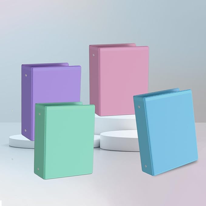 2 inch Binder 3 Ring, 4 Pack View Binder with 2 Pockets,PVC-Free,Customizable Clear View Cover for 8.5 x 11'' Letter Size Papers,Holds 450 Sheets, Round Ring