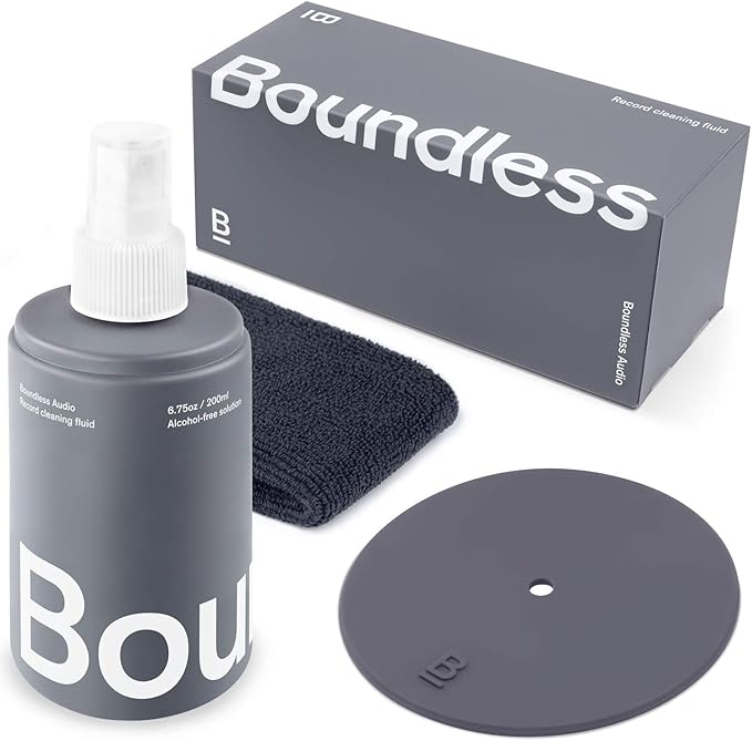 Boundless Audio Record Cleaning Solution - 6.75oz Vinyl Cleaner Fluid, Vinyl Cleaner Cloth & Record Label Protector - Complete Cleaning Kit