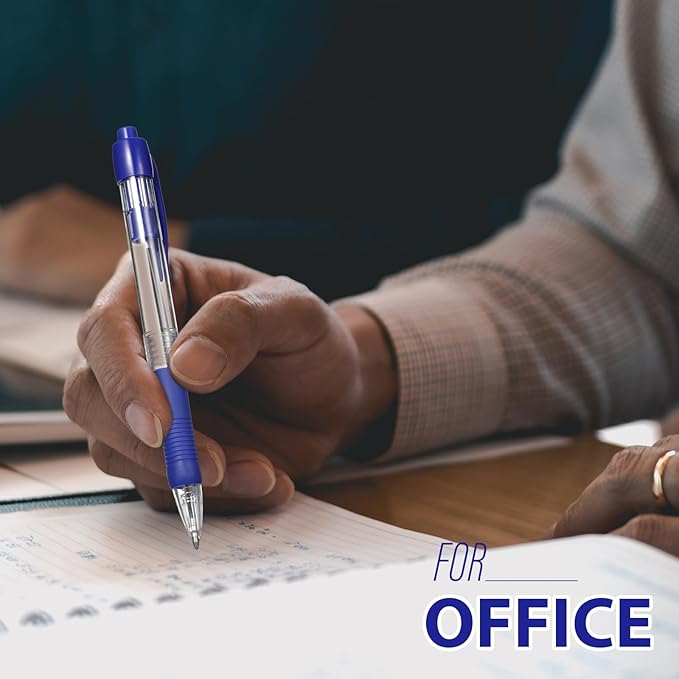 Fainne 200 Pack Retractable Ballpoint Pen 1.0 mm Medium Point Refillable Smooth Click Writing Pens With Grip for Work Journal Writing Office School Supplies(Black, Blue, Red Ink)