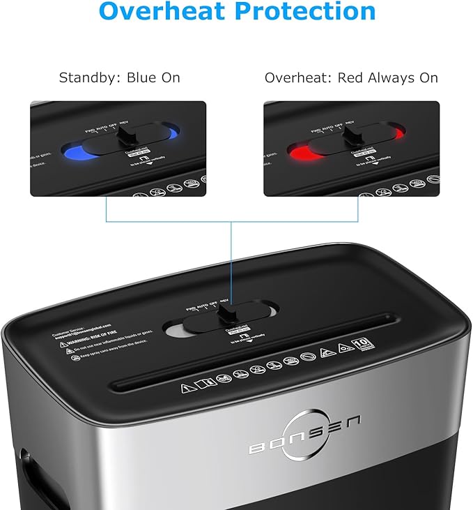 BONSEN Paper Shredder for Home Office, 4 Gallons Bin, 10-Sheet Cross-Cut Shredder, P-4 High Security Level, Quiet Credit Card Shredder with Jam Proof System (S3201)