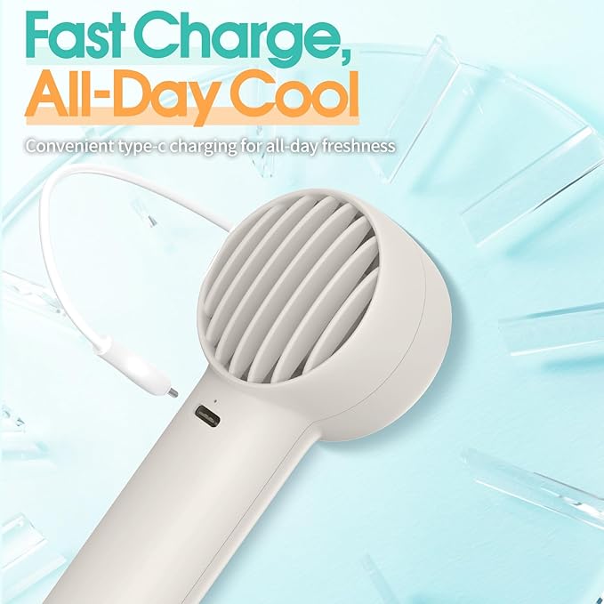 Mini Portable Fan, USB Personal Handheld Fan with 3-Speed Cooling Wind Rechargeable Battery Operated Mini Pocket Design for Desktop/Travel/Outdoor/Vacation/Concerts/Lash Makeup-Grey
