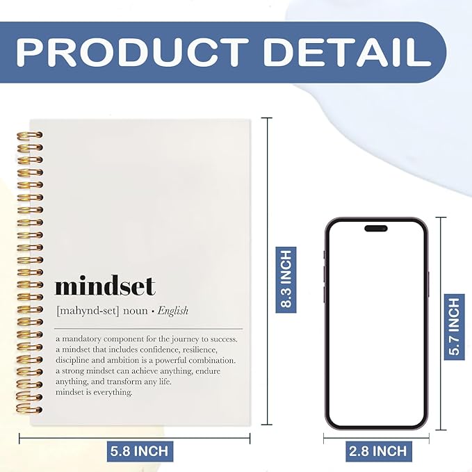 SNNDER Inspirational Mindset Notebook Journal, Motivational Affirmation Journal for Coworkers Women Men, Hardcover Spiral Notebooks 5.5x8.3 Inch