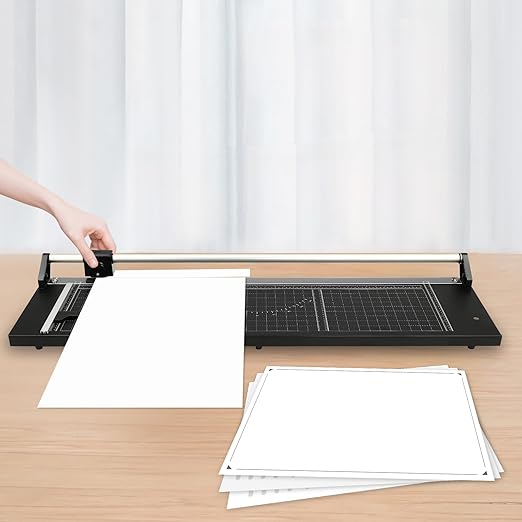 Paper Cutter, Rotary Papers Trimmer, Portable Slicer Scrapbooking Tool with Positioning Ruler & Spare Blades for A4,Craft Paper, Coupon, Label and Cardstock