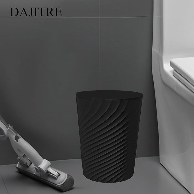 DAJITRE 1.8 Gallon Small Trash Can Wastebasket Recycling Bin Slim Profile for Compact Spaces Bathroom, Office, Bedroom, Kitchen (1.8 Gallon, Black)
