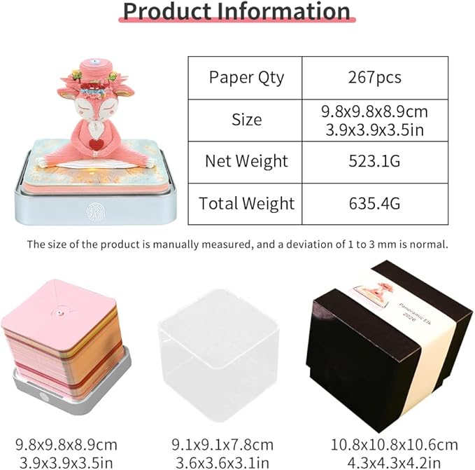 3D Calendar 2026, Timepiece Calendar 2026 with Memo Pad Notepad, Creative Daily Planner Desk Decoration, Tear-Away 3D Artsy Pads, New Year Gift for Home Office (Battery NOT Included) (Elk)