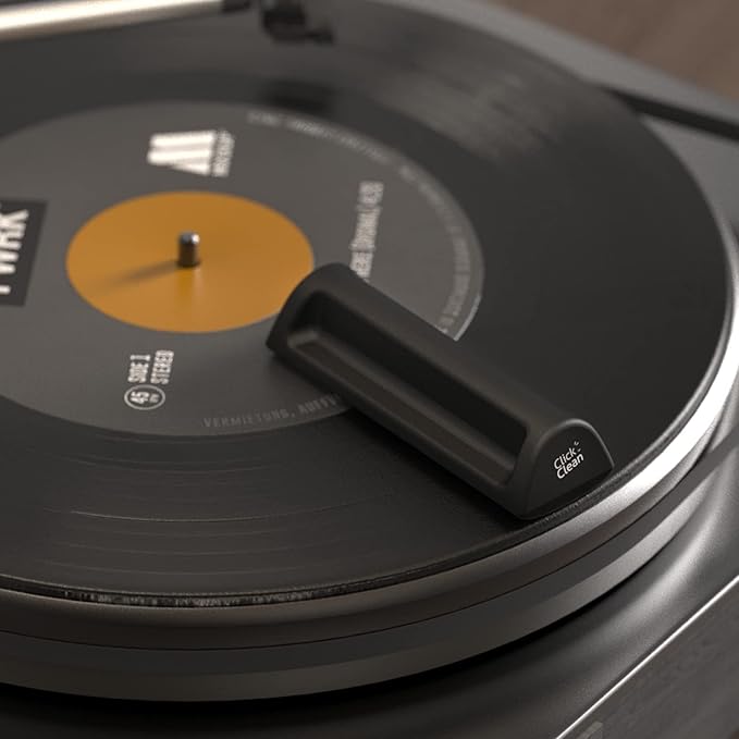 CLICK CLEAN Vinyl Record Cleaner Kit, Anti-Static, Includes Ultra-Soft Velvet Brush & Small Microfiber Brush, Drawstring Storage Pouch