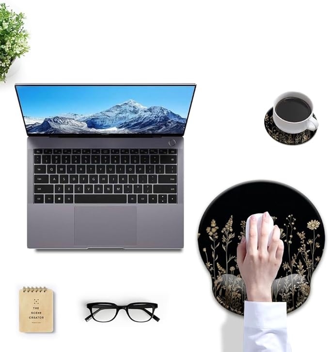 HOPONY Mouse Pad with Wrist Rest,Ergonomic Mouse Pads Wrist Support for Desk,Large Mousepad for Wireless Mouse Gaming Laptop Work Home Desk Accessories Office Supplies Decor,9 x 10 in,Small Flower