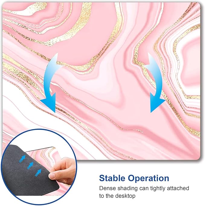 Hokafenle Mouse Pad Marble, Pink Gold Marble Mouse Pad for Women, Square Cute Mouse Mat Waterproof Mousepad Non-Slip Rubber Base Mouse Pads for Wireless Mouse Office Laptop