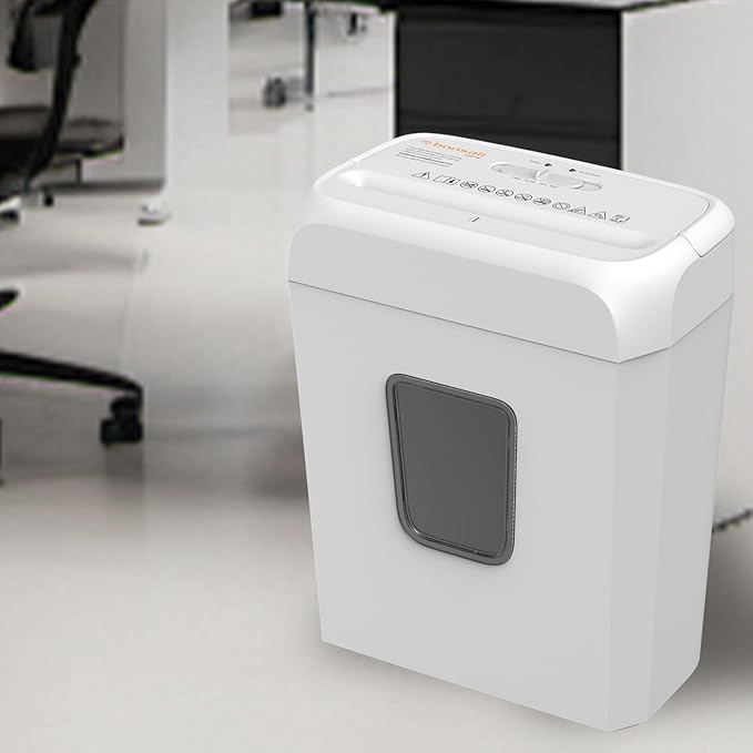 Bonsaii 5-Sheet Cross Cut Paper & Credit Card Shredder, Handles Staples/Paper Clips, 3.4Gal Pullout Bin, Compact for Home Office, White