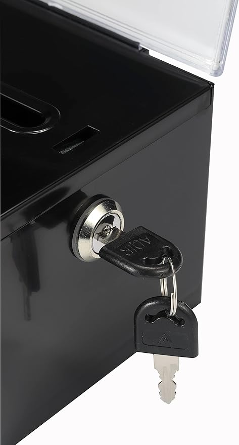 Adir Suggestion Box with Slot and Lock – Acrylic Donation Box for Fundraising, Drawing Box for Raffle, Funraiser Box, Tip Box with Lock - 6.25x4.5x 4 Inches voting box with slot and Sign Holder