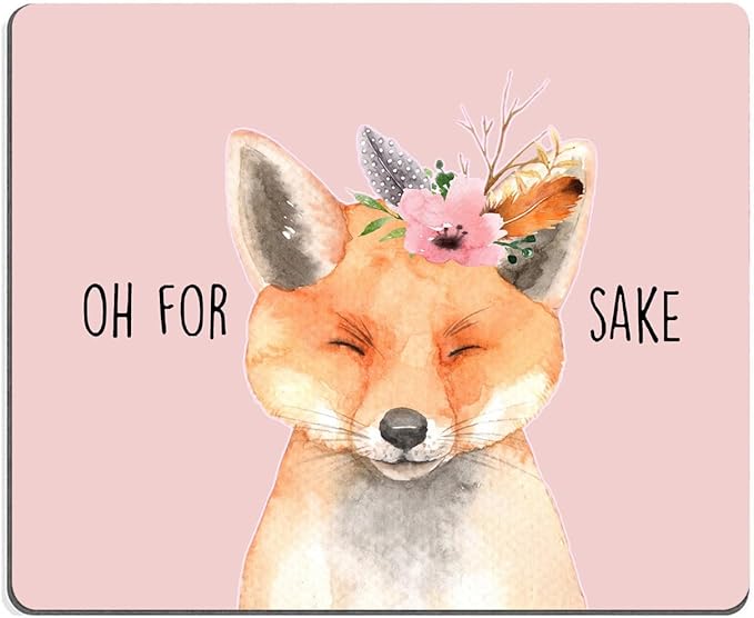 Hokafenle Mouse Pad, Cute Pink Fox Mouse Pads for Women, Desk, Non-Slip Rubber Base Square Wireless Mousepad for Office