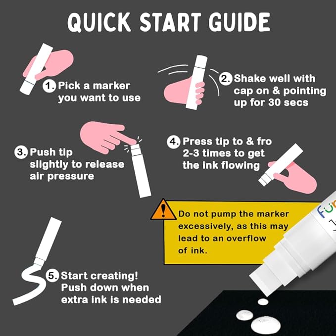 4 Jumbo White Paint Pen - 15mm Wide Tip, Poster Markers for Wood, Rock Painting, Plastic, Glass, Metal, Walls, Fabric - Large Thick Permanent Acrylic Paint Markers for Signs, Board, Teachers