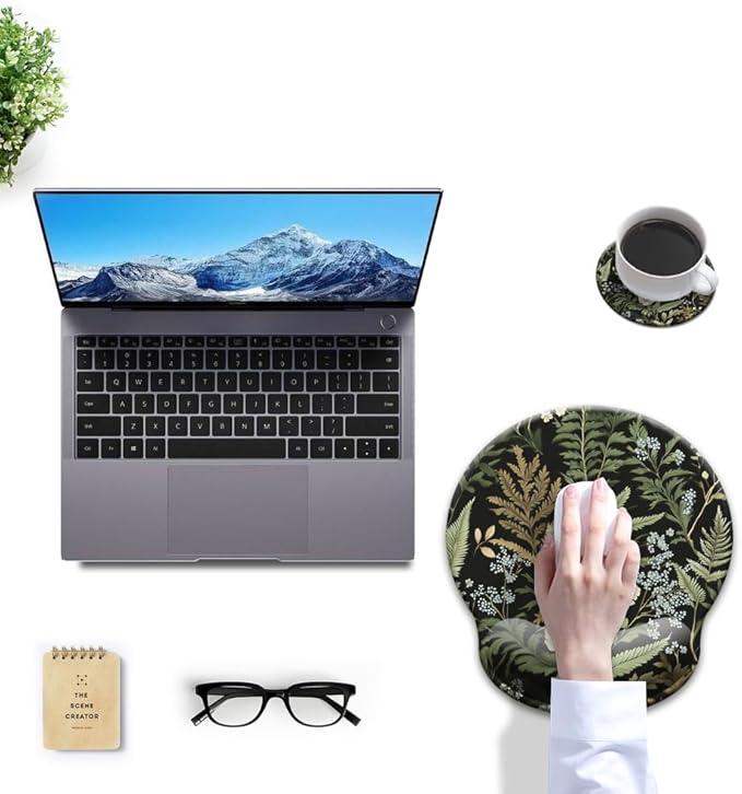 HOPONY Mouse Pad with Wrist Rest,Ergonomic Mouse Pads Wrist Support for Desk,Large Mousepad for Wireless Mouse Gaming Laptop Work Home Desk Accessories Office Supplies Decor,9 x 10in,Botanical Rose