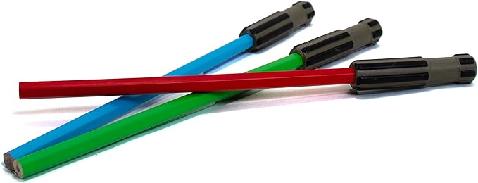 L LIFETIME Light Saber Pencils Party Favors – 24 Pack Blue, Red, Green Pencils with 3D Eraser Tops – Star Fan Goody Bag Supplies, Birthday Celebration Gifts for Kids, Teens & Adults