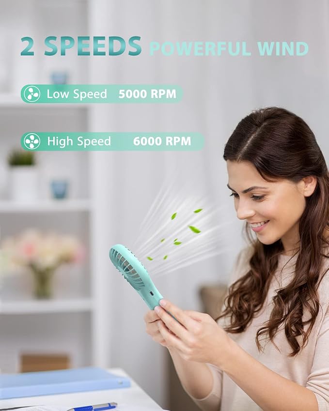 TriPole Handheld Fan Mini Portable 5000 mAh Battery Operated Small Personal Fans with Powerful Wind USB Rechargeable Eyelash Fan for Makeup Girls Kids Women Summer Wedding Outdoor Travel, Blue