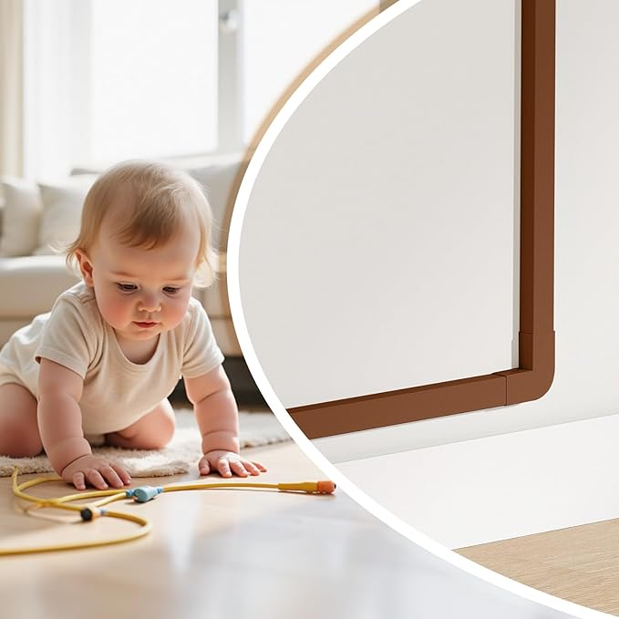 Delamu Cord Hider, 85in Cord Covers for Wires on Wall, One-Cord Cable Hider, Self-Adhesive Wire Hiders Wire Covers for TV Cords on Wall, Paintable Cable Cover Management Kit, W0.59 H0.4in, Brown