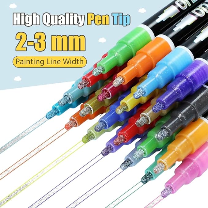 Marker Pen for Highlight, 2026 New Dual Line Highlighter, Marker Pen for Greeting Cards, Colorful Outline Markers for Book Annotation, Planning and Art Drawing (12 Colors)