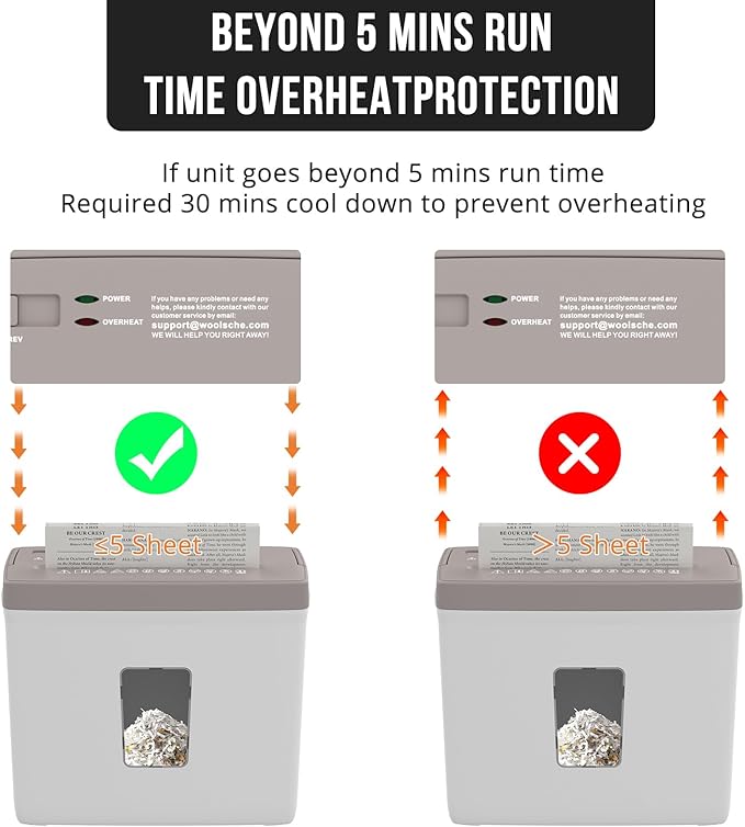 Desktop Shredder,5 Sheets Small Cross-Cut Paper Shredder(P-4 Security) with 2.38-Gallon Basket, 4-Mode Design-Durable & Fast and Jam Proof for Home Office(Brown+White)