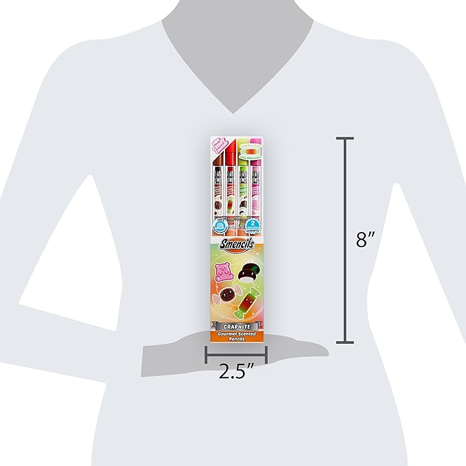 Smencils Candy Conter Scented Pencils – HB #2 Graphite Pencils Made from Recycled Newspapers, 4 Pack, Long-Lasting Gourmet Scents, Fun School Supplies & Gifts for Kids, Teachers, Classroom Rewards