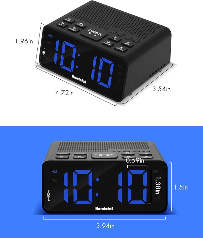 Digital Alarm Clock Radio with AM/FM Radio, Multi-Colors 1.4” LED Digits, Preset, Sleep Timer and Clear Display with Dimmer for Bedroom Bedside, Battery/Plug-in Powered