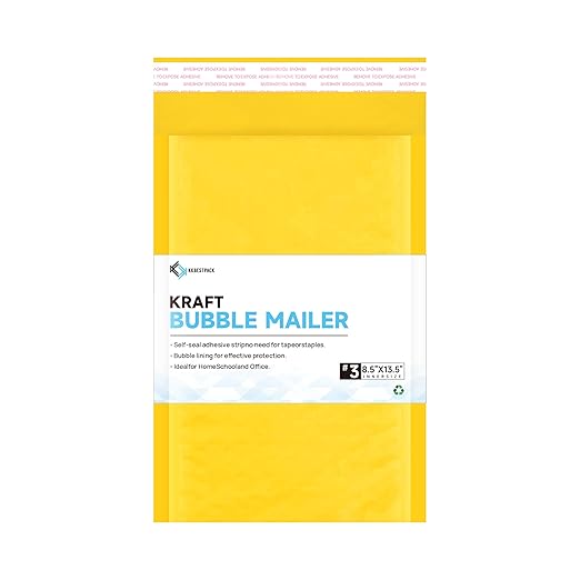 Kkbestpack 8.5x14.5 Inch Kraft Bubble Mailers #3, Self-Seal Padded Mailing Envelopes, Pack of 100