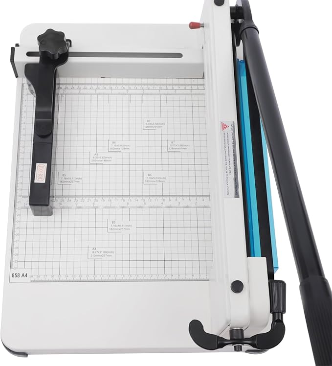 12 Inch Heavy Duty Paper Cutter, 400 Sheets Papers Guillotine Paper Cutter, Paper Scrap Slicer Trimmer, Heavy Duty Guillotine Paper Cutter for A4 B5 A5 B6 B7 Papers, for Office, Home, School