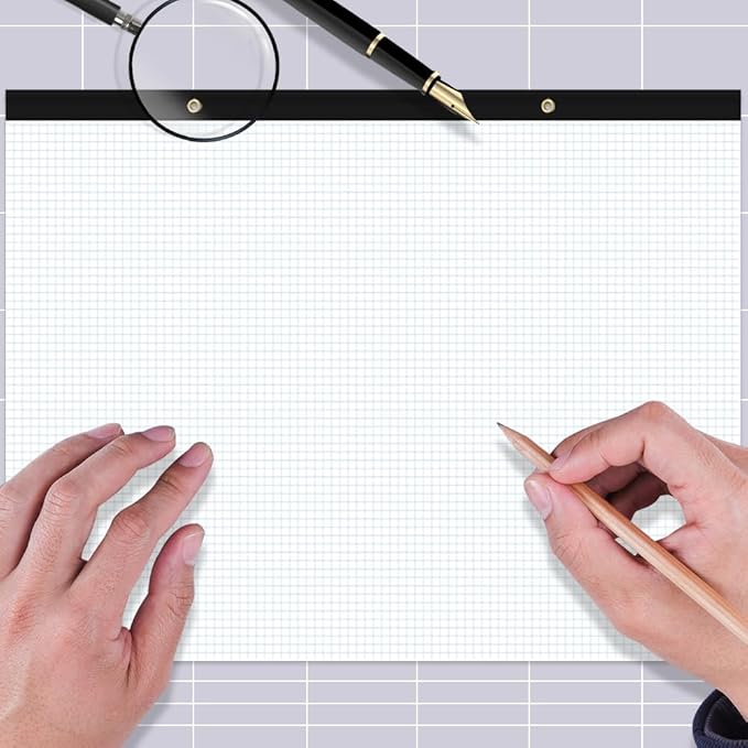 Yaridar Large Engineering Graph Paper - 22" x 17" Grid Paper Notepad, 4"x4" Blue Grid 50 Sheets/100 Pages Paper for Engineer Architect Designer Mathematician Draftsman