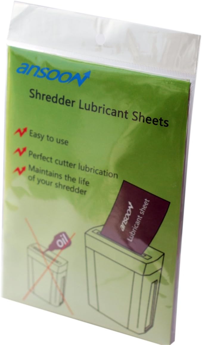 Paper Shredder Lubricant Lubricating Sheets, Paper Shredder Oil Sharpening & Cleaning Sheet for Cross-Cut and Micro-Cut Paper Shredders (18-Pack)