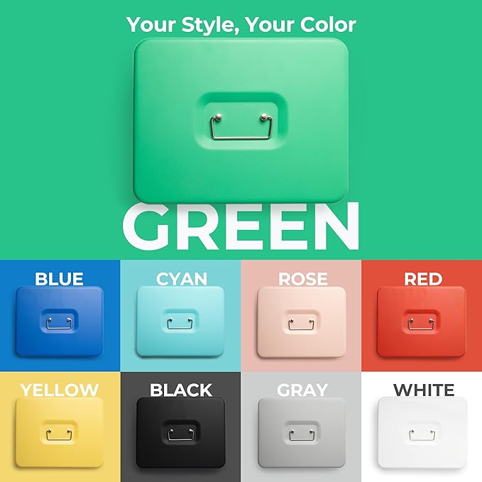 Volcora Large Cash Box with Key Lock, Metal Money Box for Cash, Portable Locking Safe Box with Money Tray, Durable Money Saving Organizer for Yard Sale, Garage Sale, Small Business, Green