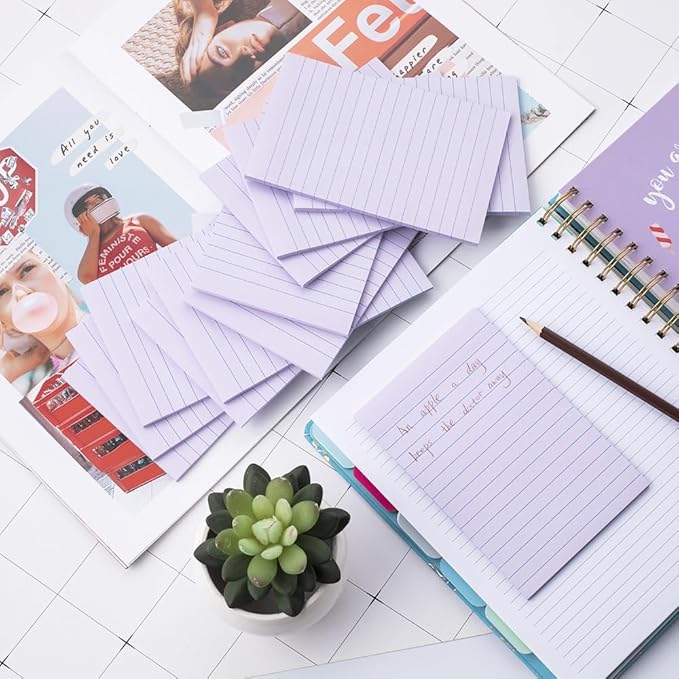 (12 Pads) Lined Sticky Notes 4x6 in Ruled Stickies Super Sticking Power Memo Pads, Light Purple