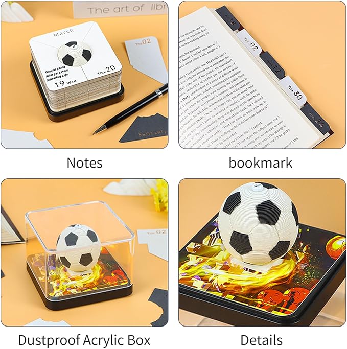 3D Desk Calendar 2025 Time Piece Calendar, Art Notepad Calendar Basketball Tear Away Paper Carving Calendar, 3D Memo Pad Art DIY Christmas Gift for School Home Office