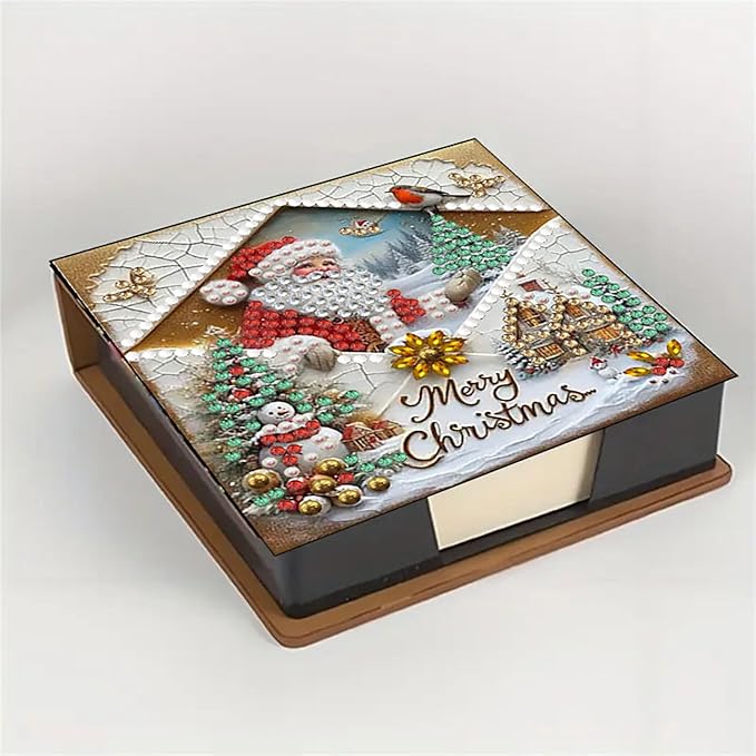 Christmas Diamond Painting Kit Note Box,Memo Paper Storage Box Diamonds Art,Sticky Note Holder Diamonds Art,Diamond Painting Memo Pad For Office Desk. (Christmas2)