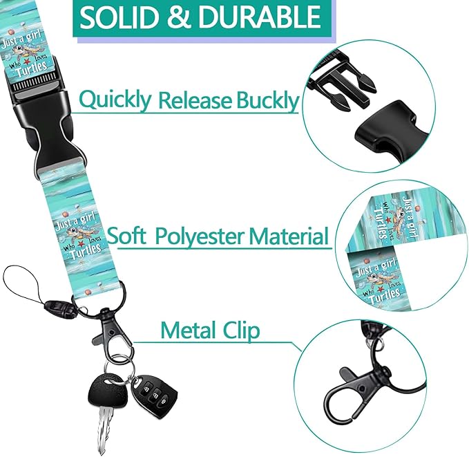 Sea Turtle Badge Holder with Breakaway Lanyard Retro Badge Clips Retractable Badge Reel, Funny Keychain Cruise Lanyard for Ship Cards,Cute ID Holder for Teacher Kid Student School Nurse Office