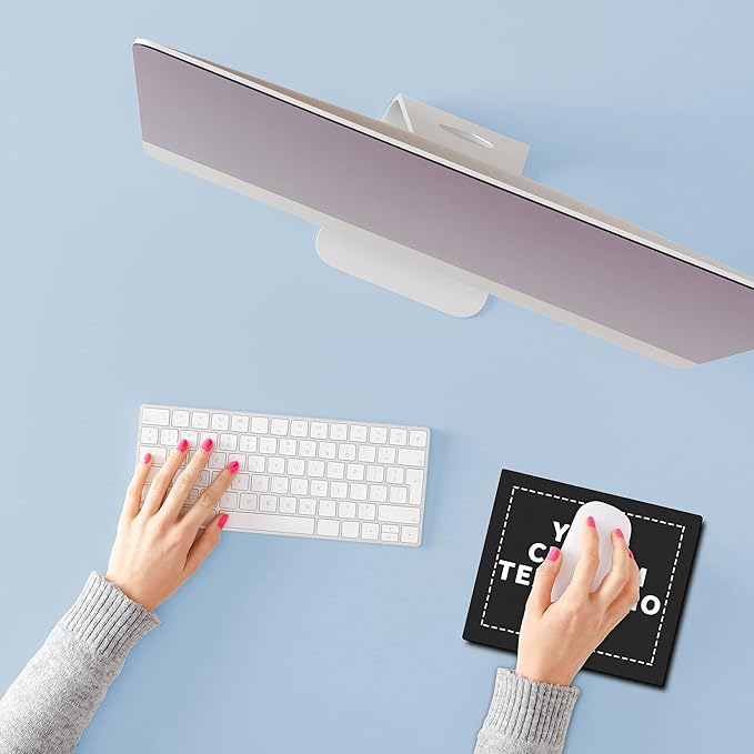 Custom Rectangle Mousepads Set of 10, Personalized Bulk Pack - Great Gift for Employees, Clients, and for Tradeshows - Black