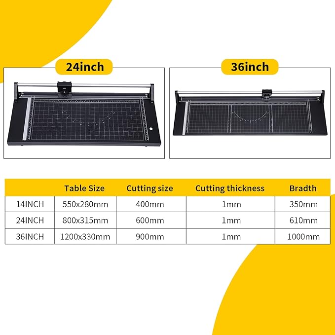 24 Inch Rolling Cutter Precision Rotary Paper Trimmer,Manual Heavy Duty Professional Rolling Trimmer for Photo Paper,Film,Art Paper Jam,Office Paper, Thin Plastic Soft Board,PVC,Cutting Table