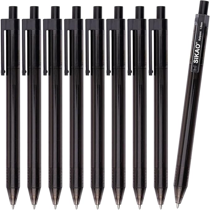 Black Pens Bulk, 60 Pack Retractable Ballpoint Pens, Black Ink 1.0mm Medium Point, Smooth Writing No-Smear Click Pens for Teachers, Students, Restaurant Servers, School & Office Supplies