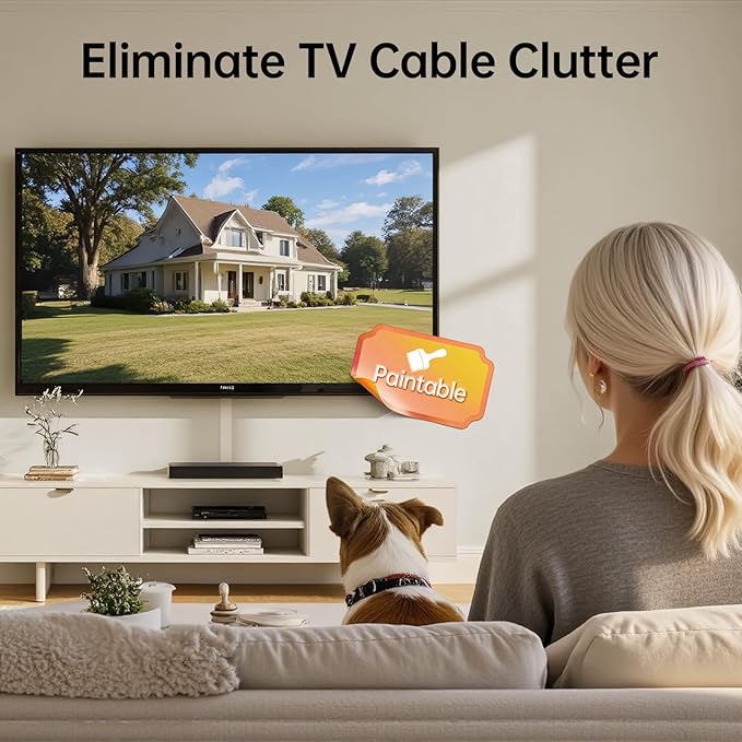 Delamu Cord Hider, 85in Cord Covers for 2-3 Wires on Wall, Self-Adhesive Cable Hider, Paintable Wire Hiders Wire Covers for TV Cords on Wall, Easy Mount Cable Cover Raceway Kit, W0.95 H0.55in, Black