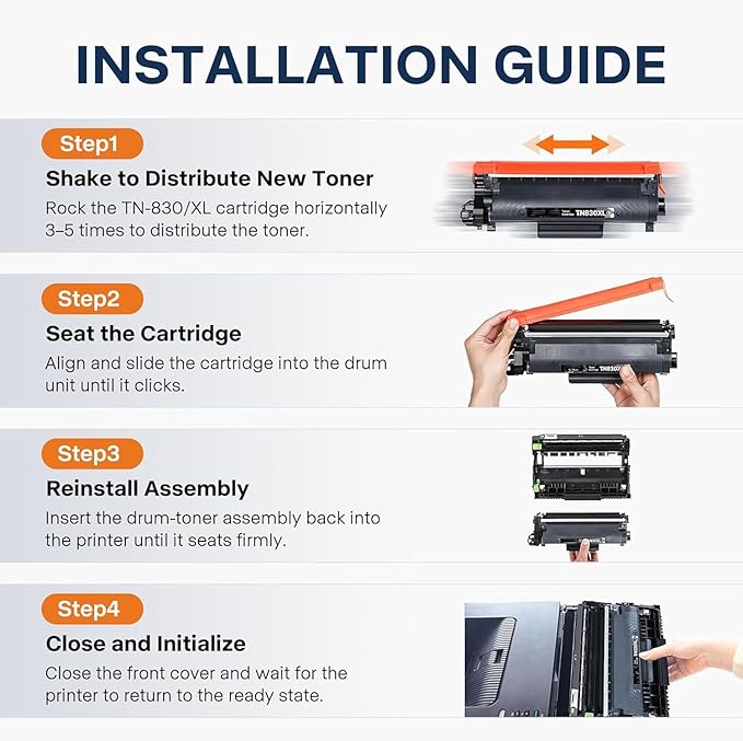 TN830 TN830XL for TN830 TN-830XL High‑Yield Black Toner Cartridge – 2‑Pack Used to HL-L2460DW DCP-L2640DW HL-L2480DW MFC-L2820DW HL-L2400D HL-L2405W Printer