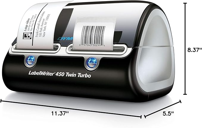 DYMO Label Printer | Label Writer 450 Twin Turbo Direct Thermal Printer Fast Printing Great for Labeling Filing Shipping Mailing Barcodes and More Home & Office Organization (Pack of 4)