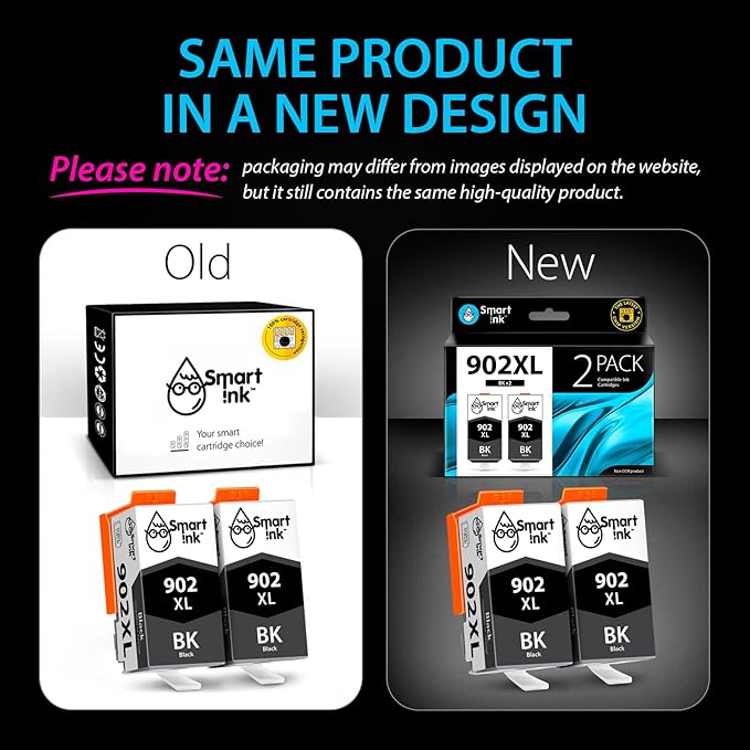 Smart Ink Compatible Ink Cartridge Replacement for HP 902XL 902 XL (2 Black, Combo Pack) to use with OfficeJet Pro 6978 6968 6970 6975 6960 Officejet 6962 6958 6950 6954 6951 6956 6961 6963 6964 6966