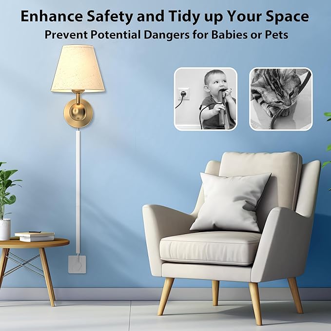 Cord Hider Wall for One Cord 68in (4X L17in), ZhiYo Cord Covers for Wires on Wall, Easy Install Cable Cover Wall, Black Cable Raceway Hide Cords, Cable Hider Cord Management Wall, W0.6in H0.4in