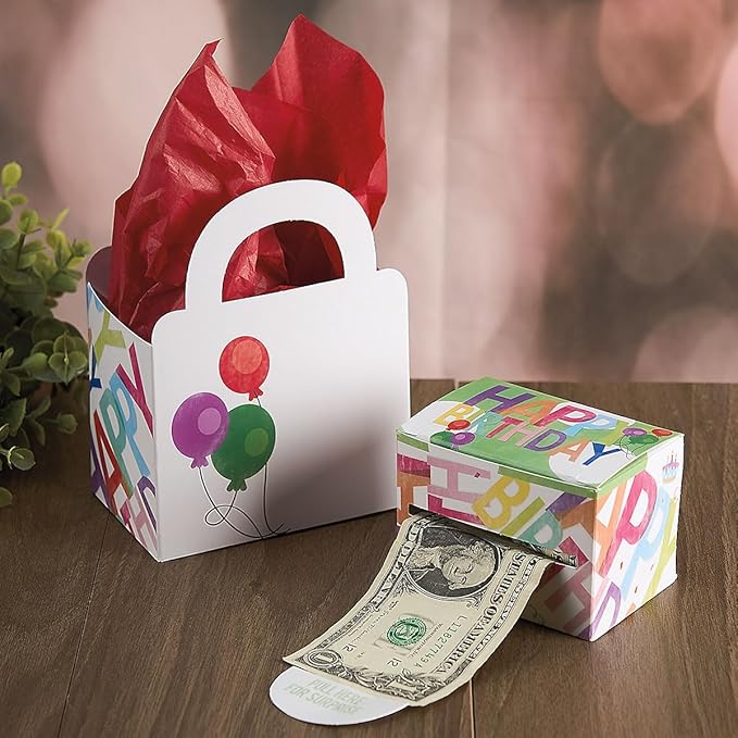 Current Birthday Money Dispenser and Gift Set, 2-1/2 x 3-Inch Bill Holders with Birthday Cash Gift Box for Kids, Includes 60 Seals to Join Bills