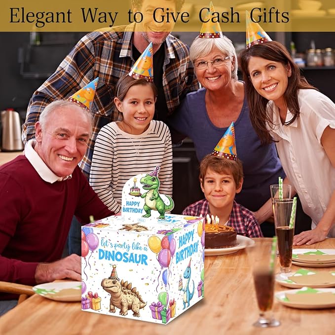 Dinosaur Birthday Money Gift Boxes for Cash, Dino Birthday Money Pull Box for Boys Girls